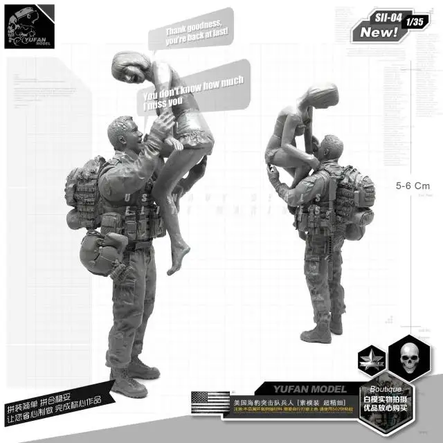 Модель 1/35 YUFAN из смолы американский черный ястреб пилот и его жена оригинальная