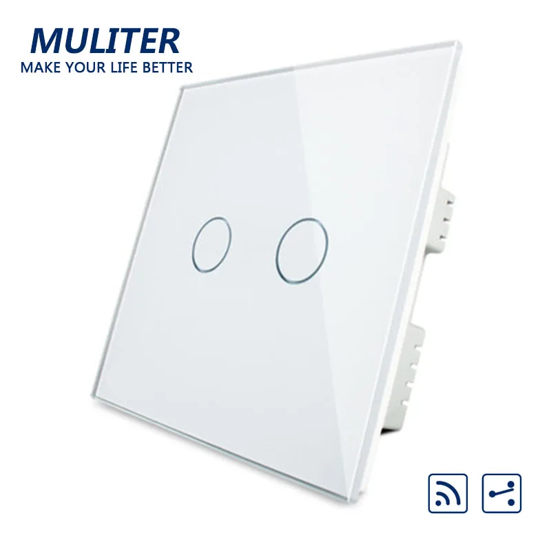 UK Standard Crystal Glass Panel Smart Touch Wall Light Switch 2 Gang Way Wireless Remote Control | Обустройство дома