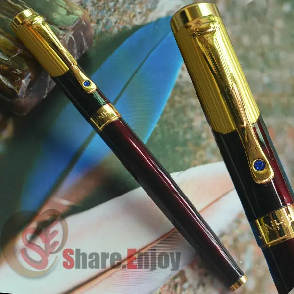 FOUNTAIN PEN JINHAO 9009 EXECUTIVE WINE AND GOLDEN FINE HOODED NIB BUSINESS OFFICE BEST GIFT