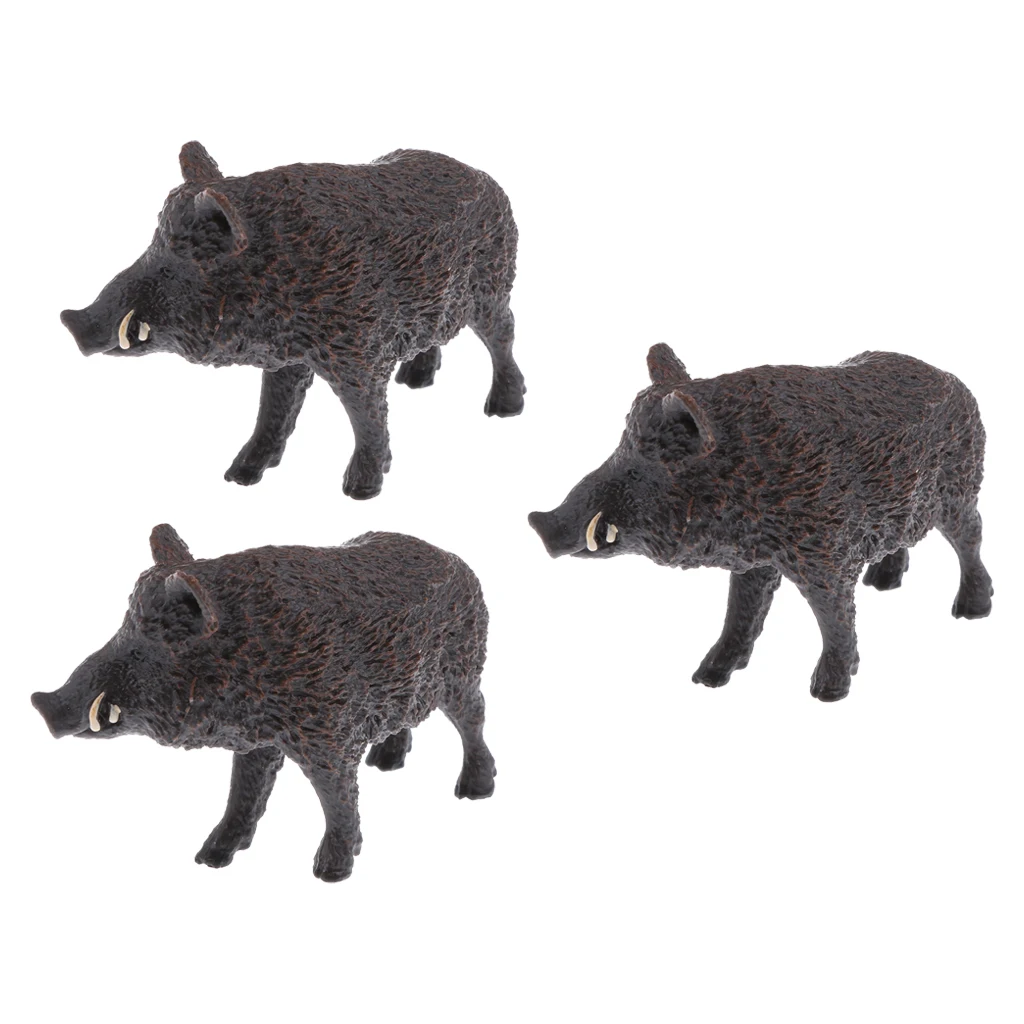 3 pcs Realistic Boar PVC Wild Animal Model Figurine Action Figures Play Set Kids Children Educational Toy Home Desk Ornament