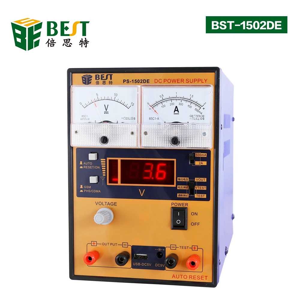 15V 2A DC Power Supply GSM CDMA Signal Detection Short Circuit USB 9V Outputs for Mobile Phone Repair