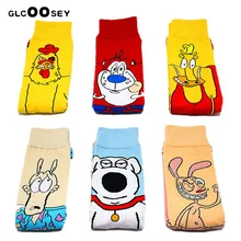 Забавные мультяшные анимированные хлопковые носки, длинные носки для пары, для женщин и мужчин, уличная мода, Harajuku, носки для скейтборда, носки с собакой, Кроликом, курицей, коровой