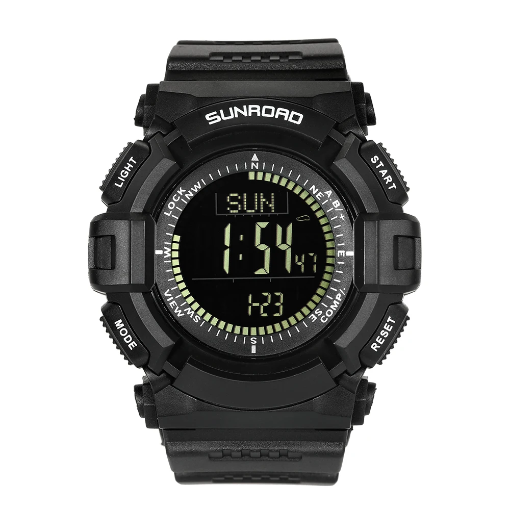 

SUNROAD Large Dial Digital Sport Watch 5ATM Waterproof Pedometer Wristwatch Barometer Altimeter Thermometer Calories Burned