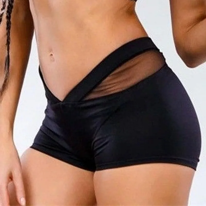 Горячие сексуальные женские шорты для йоги, черные сетчатые спортивные Леггинсы с высокой талией, обтягивающие женские шорты для фитнеса и йоги