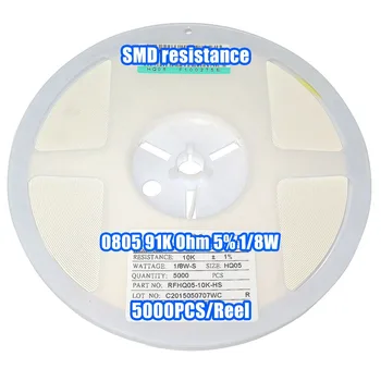 

1 Reel 0805 91k 91K Ohm 5% 1/8W SMD Resistance 5000PCS/Reel