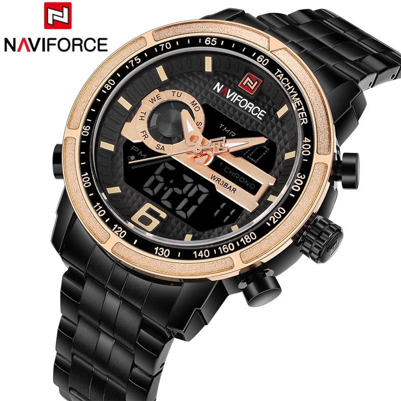 

Top Brand NAVIFORCE Men Sports Watches Full Steel Quartz Analog Led Watches Male Army Military Wrist watches Relogio Masculino