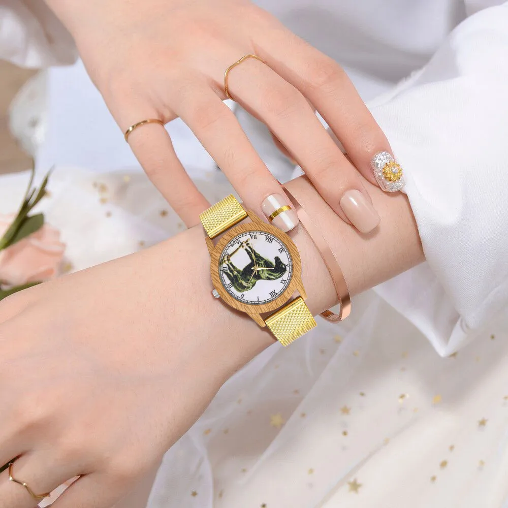 

GENVIVIA Fashion Funny Horse Pattern Watch Women Fashion Silica Band Analog Quartz Round Wrist Watch horloges vrouwen