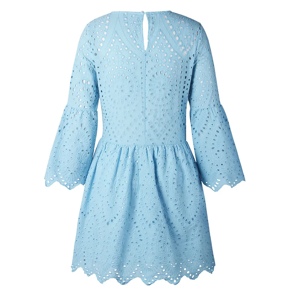Новое Женское цветочное однотонное кружевное платье с коротким рукавом с вечерние вырезом винтажное кружевное платье летнее платье пикантное платье vestidos