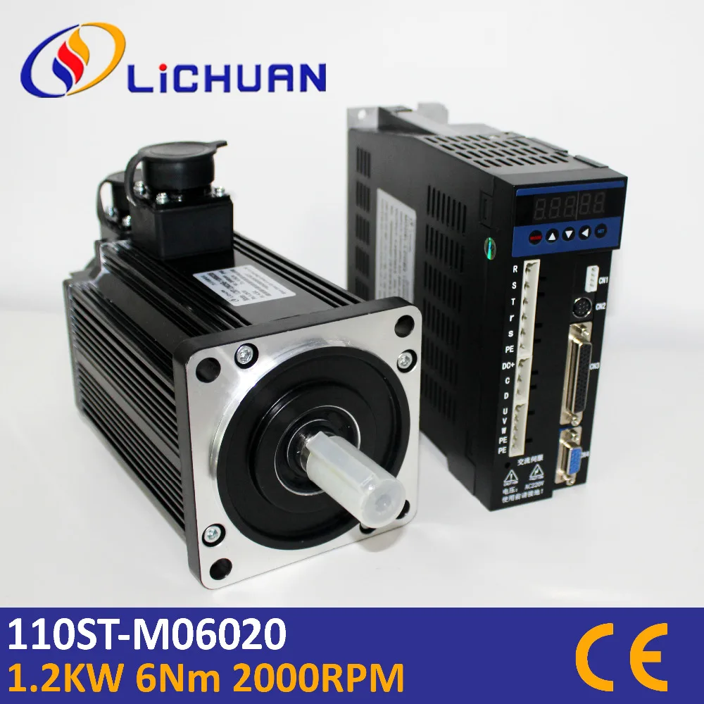 Lichuan новый ЧПУ серводвигатель переменного тока 2000 кВт 6 нм об/мин 110ST M06020
