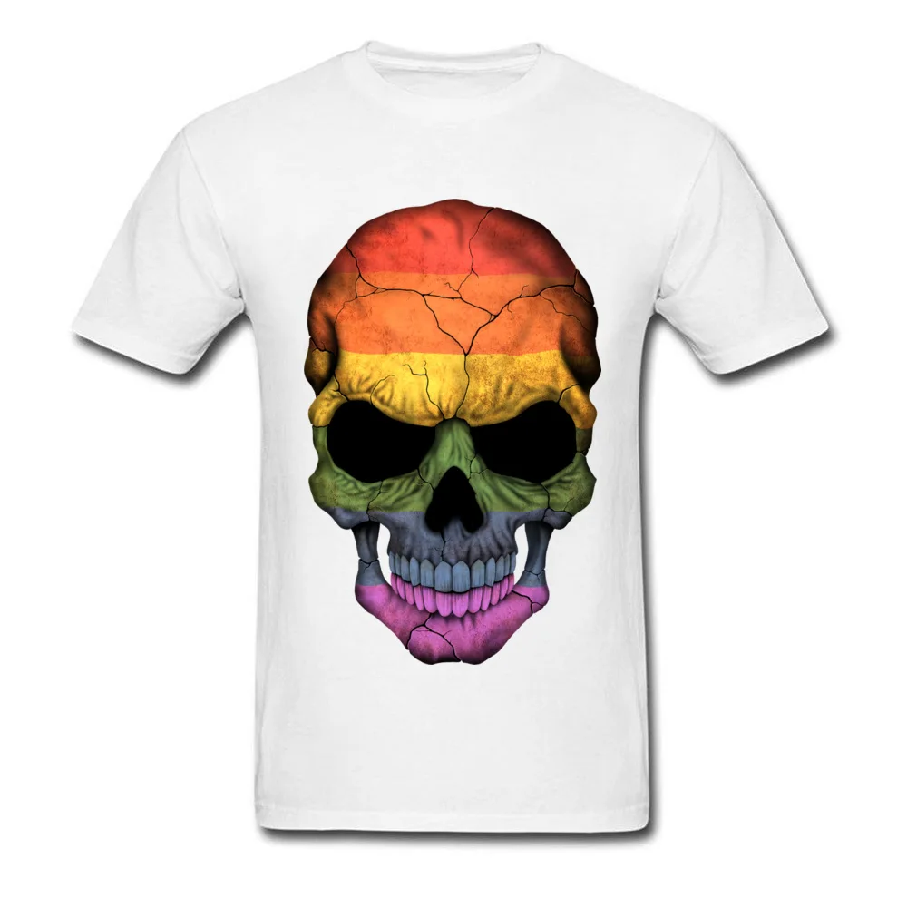 Gay Pride Rainbow Flag Skull_white