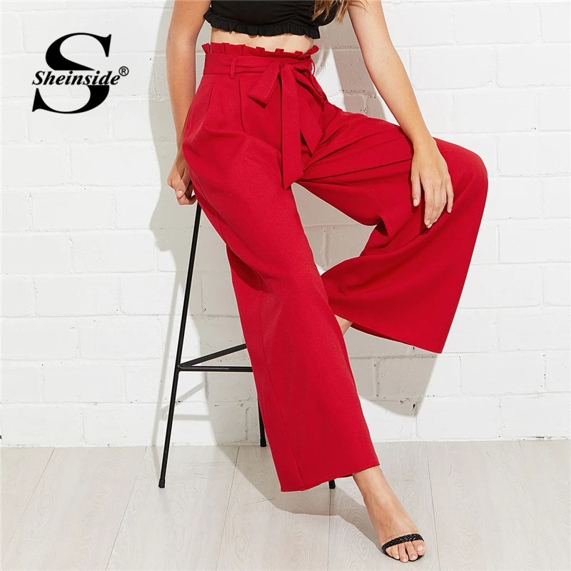 red belted pants