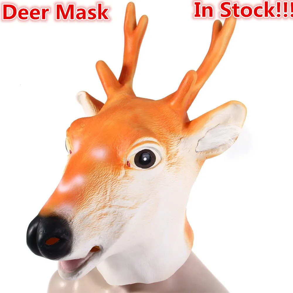 

2017 New Halloween Deer Mask Sika Deer Head Mask Animal Mask Festive Gadget Halloween Masquerade Cosplay Face Rubber Creepy Toys