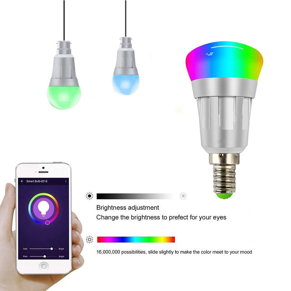 Подсветка умного Wi-Fi лампы RGB с регулируемой яркостью Цвет атмосферу E14 совместим с Amazon Alexa Echo Google Home, управляемый 60 ВАТТ эквивалент