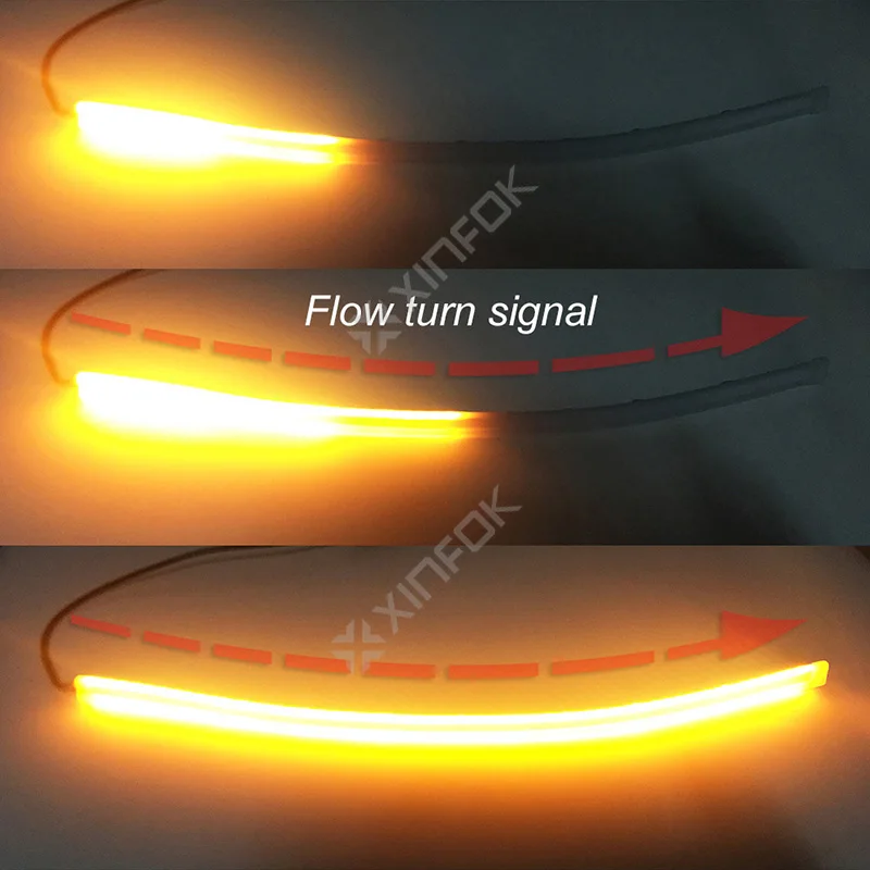 2x60 см, белый, желтый, последовательный гибкий светодиодный дневной светильник DRL для головы, светильник в полоску, дневной ходовой светильник с желтой поворотной сигнальной лампой