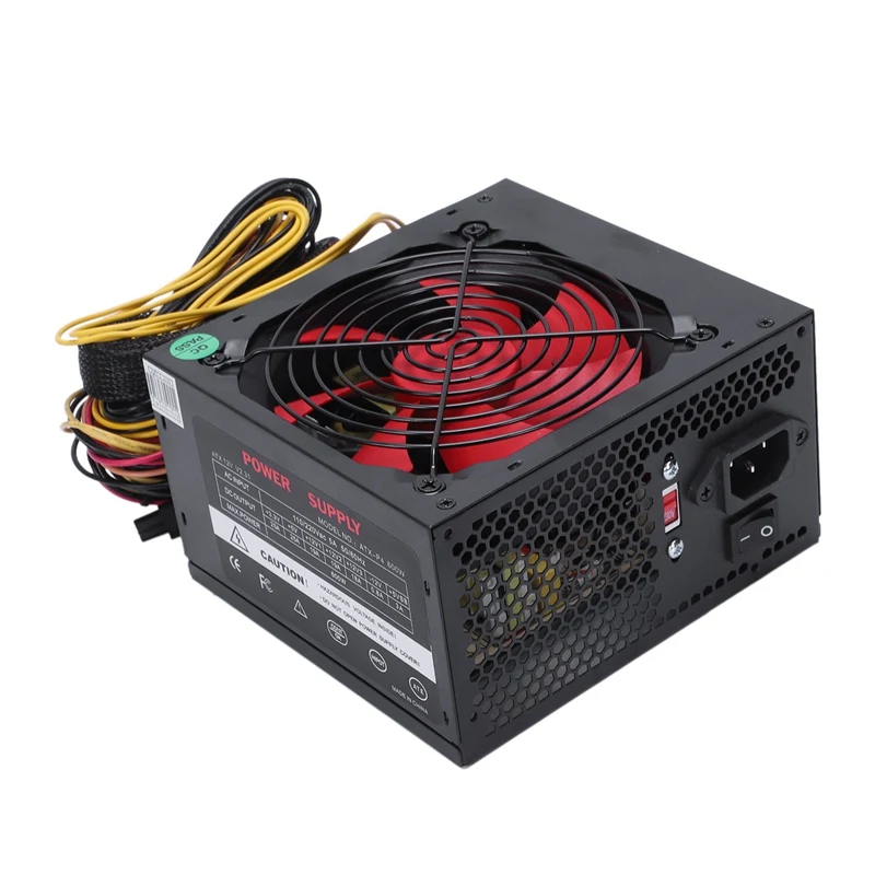 170 260 В макс 600 Вт блок питания Psu Pfc красный 12 см тихий вентилятор 24Pin 12В ПК