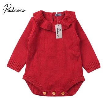 

Brief Casual Warm Full Sleeve Cotton Newborn Baby Girls Wool Knitting Romper Jumpsuit Outfit Set Clothes