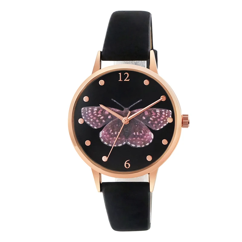 Luxury Leather Women Dress Watches Wristwatch Fashion Butterfly Ladies Bracelet Female Round Clock Quartz Watch 3D priting watch Luxury Leather Women Dress Watches Wristwatch Fashion Butterfly Ladies Bracelet Female Round Clock Quartz Watch 3D priting watch
