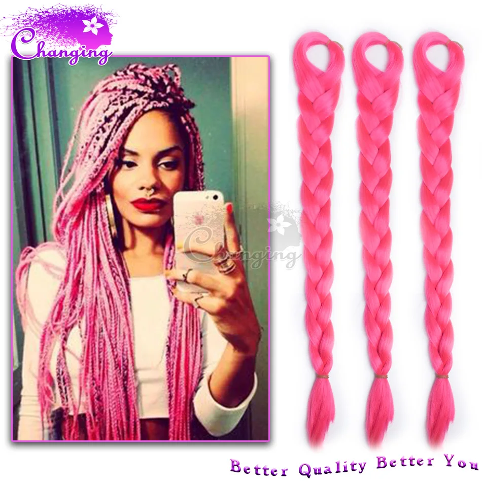 Bright Pink Kanekalon Synthetic Hair For Braiding 24inch Colored Kanekalon  Braiding Hair African Jumbo Braids Pink Braiding Hair|hair bling|hair  belthair purple - AliExpress