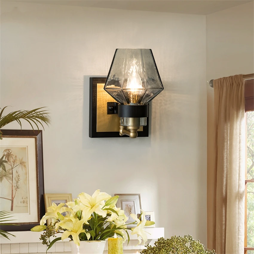 

Modern Loft Glass LED Wall Lights Living Room Hotel Lighting Vintage Wall Sconce Lamps Bedside Fixtures Stair Lights