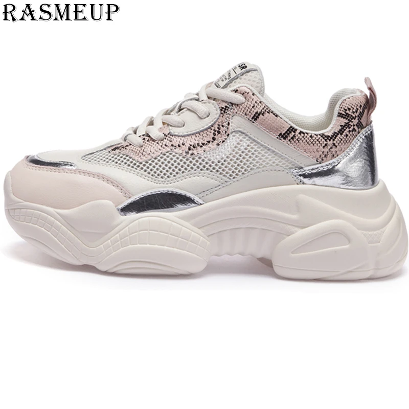 

RASMEUP Leopard Mesh Women's Platform Shoes Woman Sneakers 2019 Summer Fashion Women Chunky Trainers Casual Ladies Dad Footwear