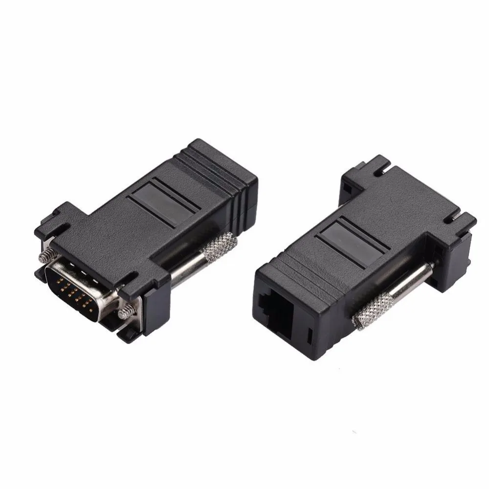 

Cewaal 2pcs 15Pin VGA SVGA D-Sub HDB15 Female to RJ-45 Video Extender Adapter High Quality Durable for CAT5 CAT6 Ethernet Cable