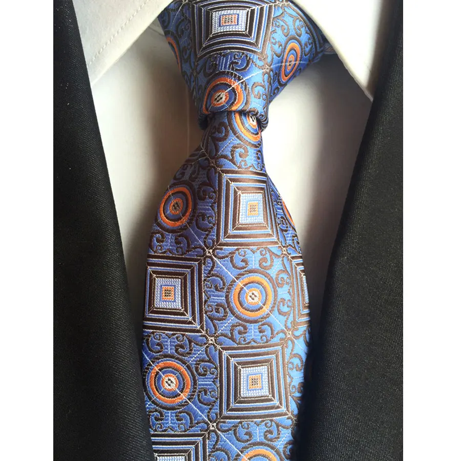 

Factory New Arrival Geometirc Jacquard Patterns 100% Silk Classic Men Neck Ties Wedding Party Gravata Suit Necktie tie Accessory