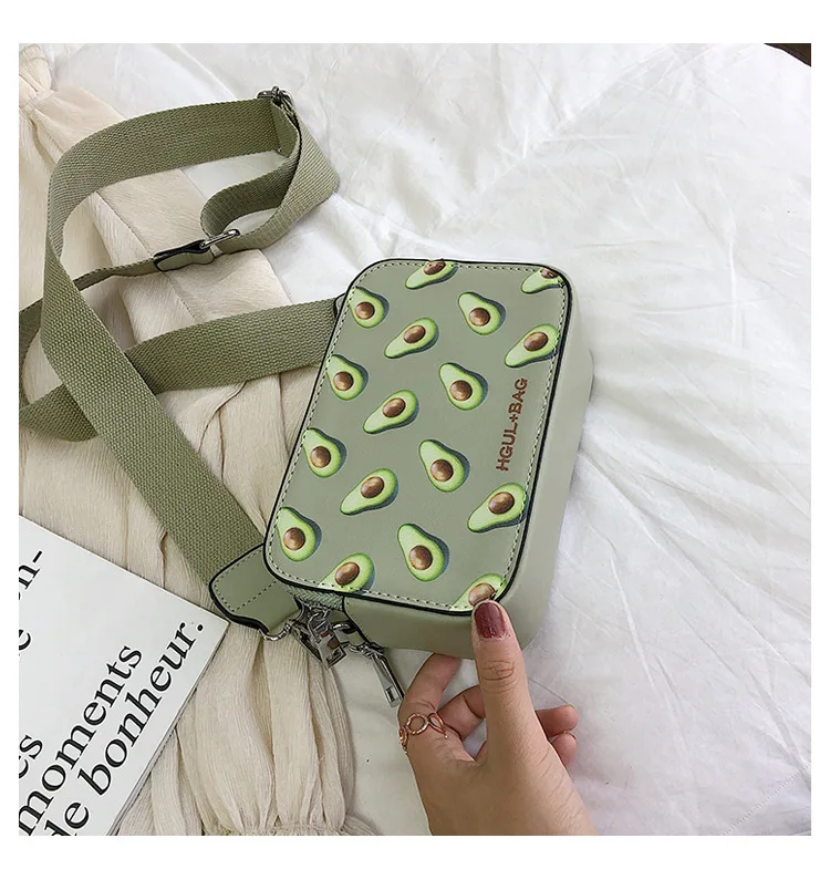 Сумка с фруктовым авокадо, маленькая сумка на плечо в форме коробки, Клубничная сумка через плечо, сумка-арбуз, модная сумка-мессенджер
