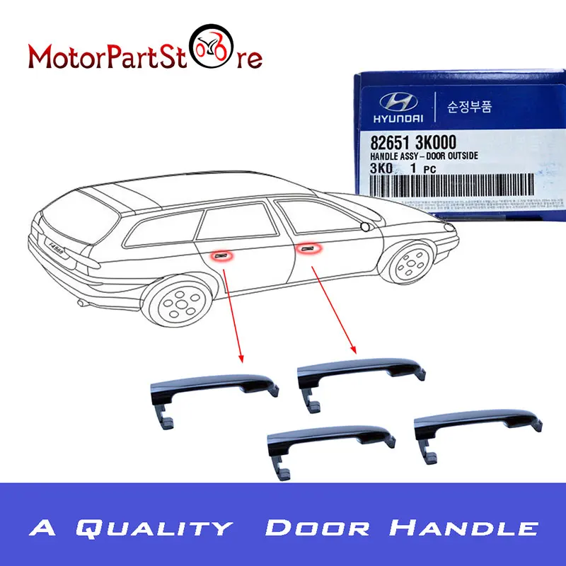 

New Outside Door Handle for Hyundai Sonata 2006 2007 2008 2009 2010 Front & Rear Set of 4 826513K000 D10