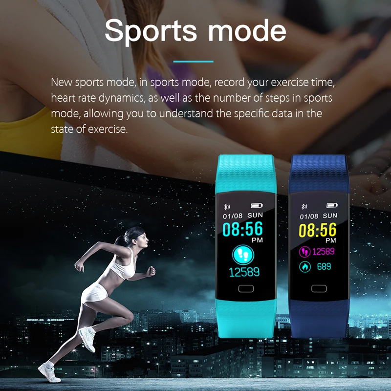 BANGWEI Fitness Women Smart Watch Men Bluetooth Heart Rate Blood Pressure Pedometer Clock LED Sport Watch For Android IOS+Box