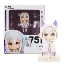 10 см аниме Re: жизнь в другом мире от Zero Emilia фигурка Nendoroid 751 Q версия ПВХ фигурка Коллекция Модель игрушки
