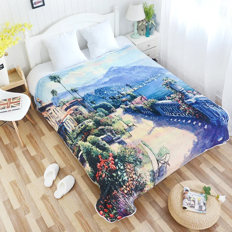 

Old City Town Printed Throw Blankets for Beds Baby Kids Flannel Bedspread Home Air Conditioning Sleeping Cover mantas para cama