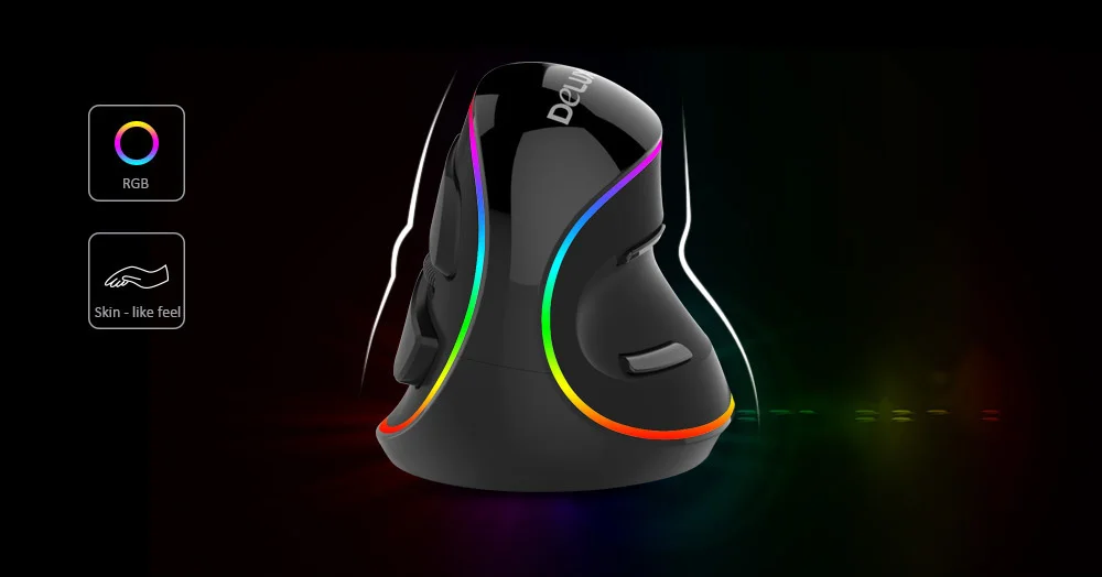 Delux M618Plus RGB Ergonomic Vertical Mouse 6 Buttons 4000 DPI Optical Computer Mouse With Removable Palm Rest For PC Laptop best computer mice