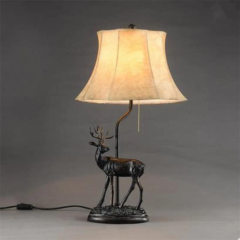 

American country bedroom bedside table lamp European retro Hotel living room lamp creative resin decorative table light LU830497