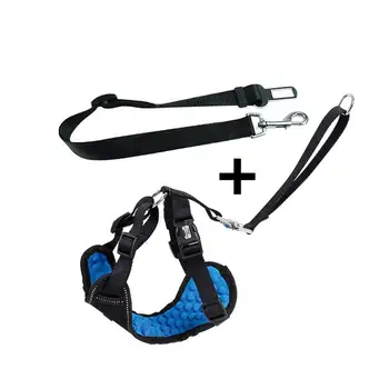 

New Design Pet Dog Harness Car Seat Belt Set Vehicle Puppy Cat Life Belt For Harness Collar Set Free Hand Leash Adjustable