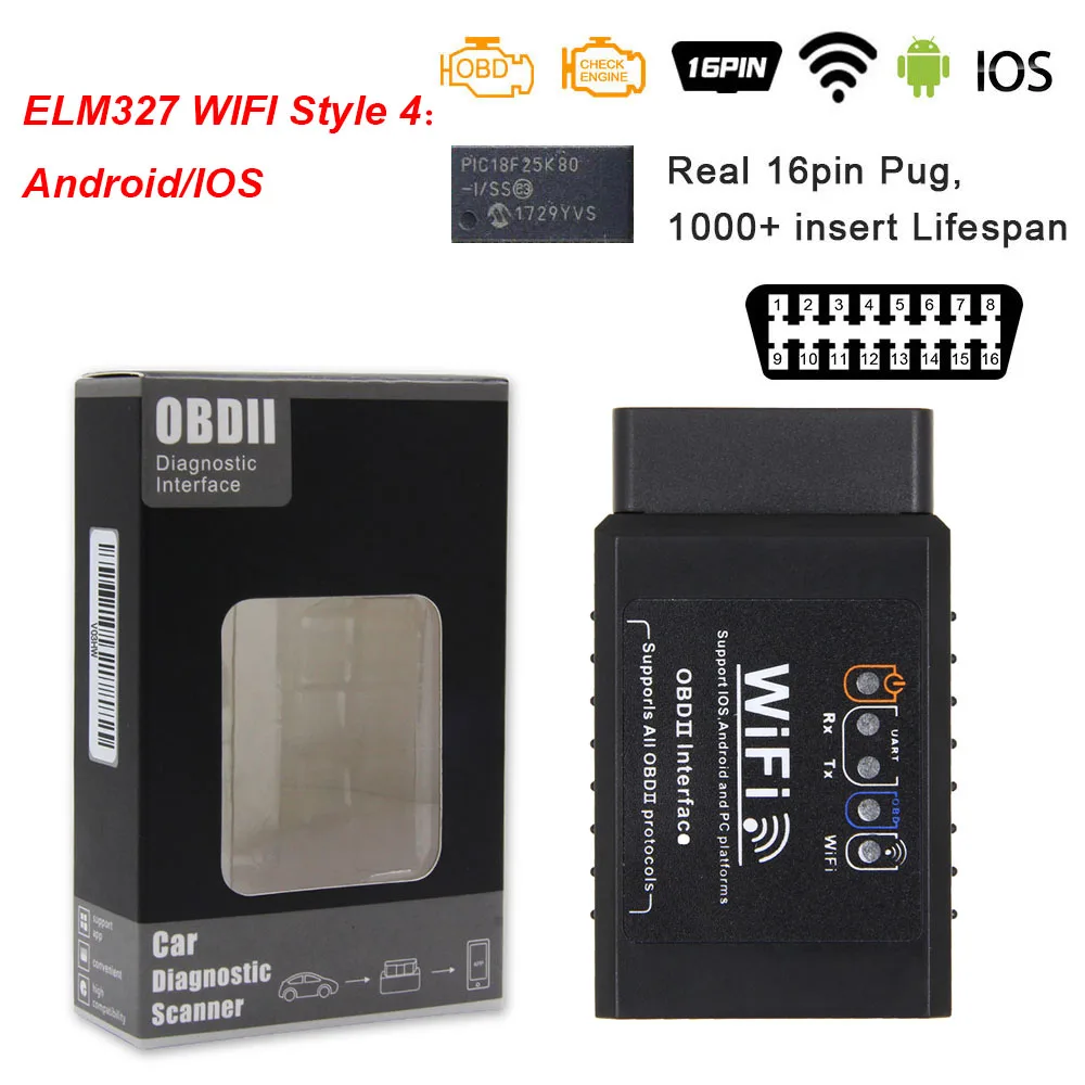 ELM 327 V1.5 PIC18F25K80 obd2 bluetooth wifi usb сканер для Android/IOS/ПК ELM327 V1.5 obd 2 obd2 1,5 автомобиля диагностики авто диагностический инструмент