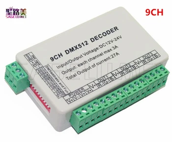 

2017 Wholesale 9ch Dmx512 Decoder,led Controller,9 Channel Dmx 512 Dimmer,drive,3 Group Rgb Output Each Max 3a For Led Lamp