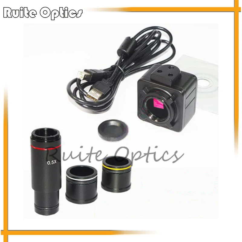 5.0MP HD Microscope USB Digital Electronic Eyepiece Video Camera with C-Mount 0.5X Adapter 23.2mm 30mm 30.5mm Relay Lens