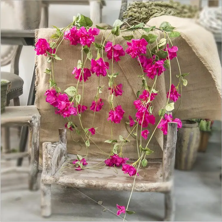 

2018 Luxury Artificial flower rattan branch Blossom flores home party decor Wedding Arch ceiling decoration fake flowers wreath