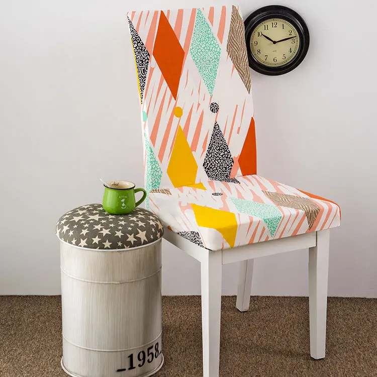 Modern Geometric Pattern Stretch Dining Chair Protector Slipcover Cover Universal Removable Elastic Seat Case for Banquet Party | Дом и сад