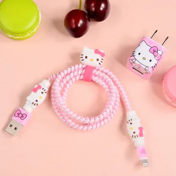 

Upgrade USB Cable Earphone Protector Set with Cable Winder Cartoon stickers USB Charger Cable Cord Protector For iphone Samsung