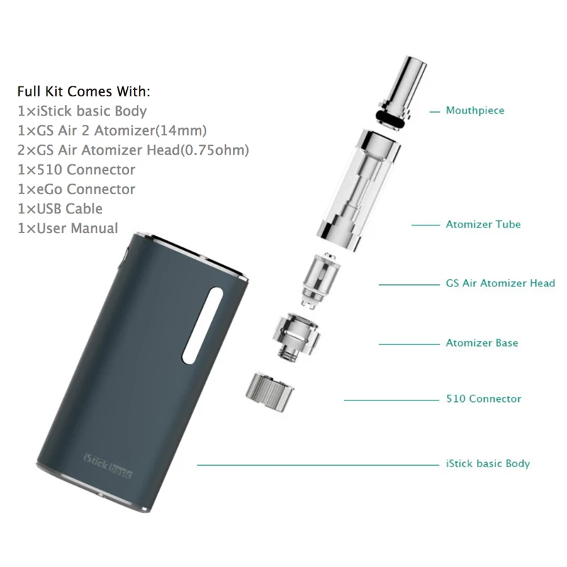 Базовый стартовый мод Eleaf iStick 30 Вт 2300 мАч с атомайзером баком 2 мл серия головки