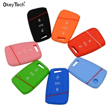 

OkeyTech 3 Buttons Soft Rubber Silicone Key Cover for Volkswagen Magotan B8 Smart auto control Remote Car key Shell Replacement