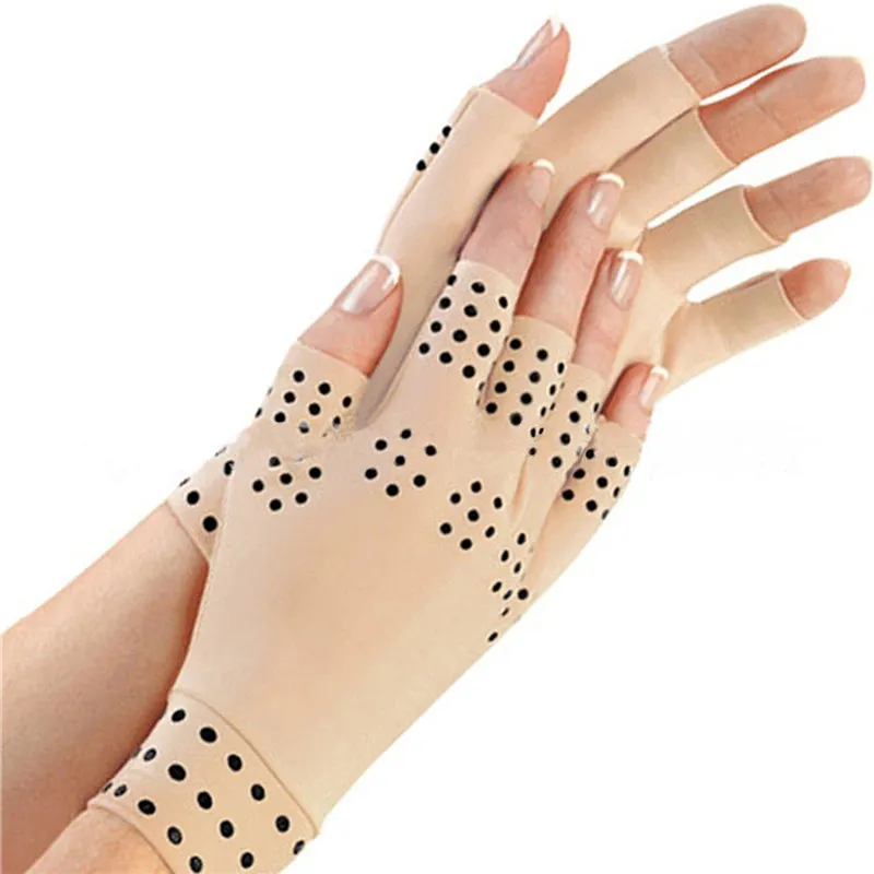 

1 Pair Magnetic Therapy Fingerless Gloves Arthritis Pain Relief Heal Joints Free Size for Man Woman Hand Care