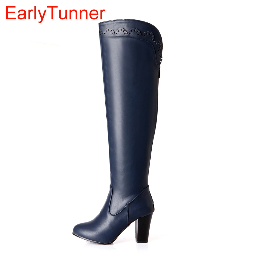 

New Hot Sexy Sales New Black White Blue Green Women Over the Knee Thigh High Boots Ladies Shoes EB20 Plus Big Size 31 43 10
