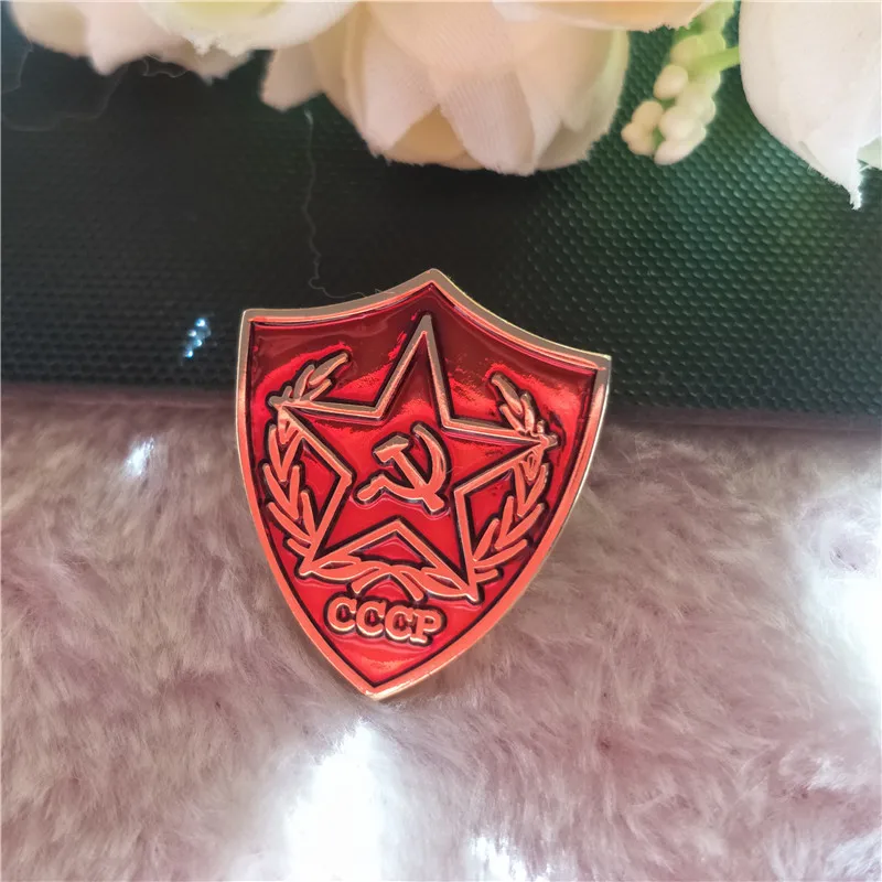 

1'' Socialism Russian Enamel Badge Lapel Pin Soviet Union CCCP Red Star Flag Victory Day Brooch Pins Metal Craft War Hammer
