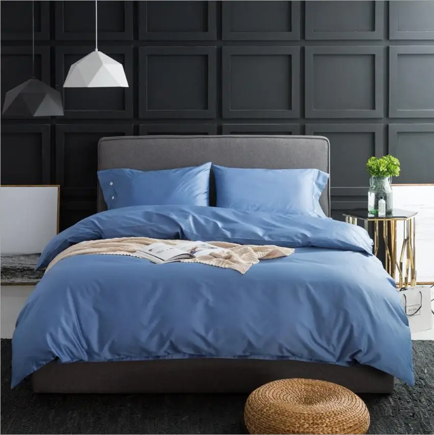 

Egypt Cotton Home Textile Solid Color Hotel Bedding Set Luxury 4pcs Button Design Bedclothes Duvet Cover Bed Sheet Pillowcases