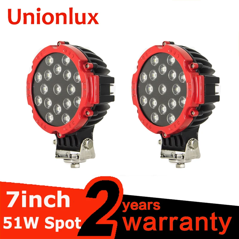 

2PCS 12v 24v Round Spot Beam 7 inch 51w LED Driving Light Work Light 4x4 Offroad For Truck