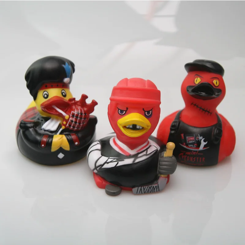 Резиновый стиль утка красный хоккейный ревень утка черная шляпа игрушка утка детская игрушка подарок утка - Цвет: 3pcs