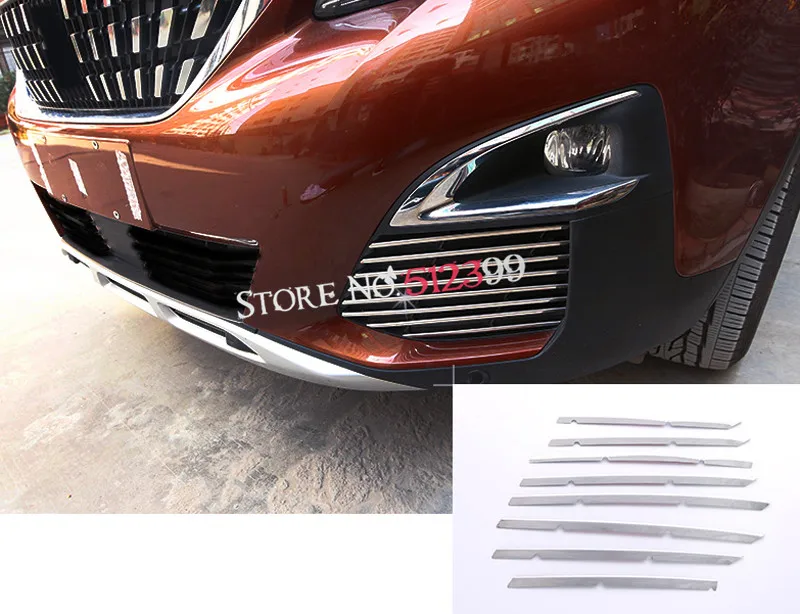 

16pcs/set Exterior Stainless Steel Front Grille Grills Cover Trim Car Styling For Peugeot 5008 GT 2017 2018 Car accessories