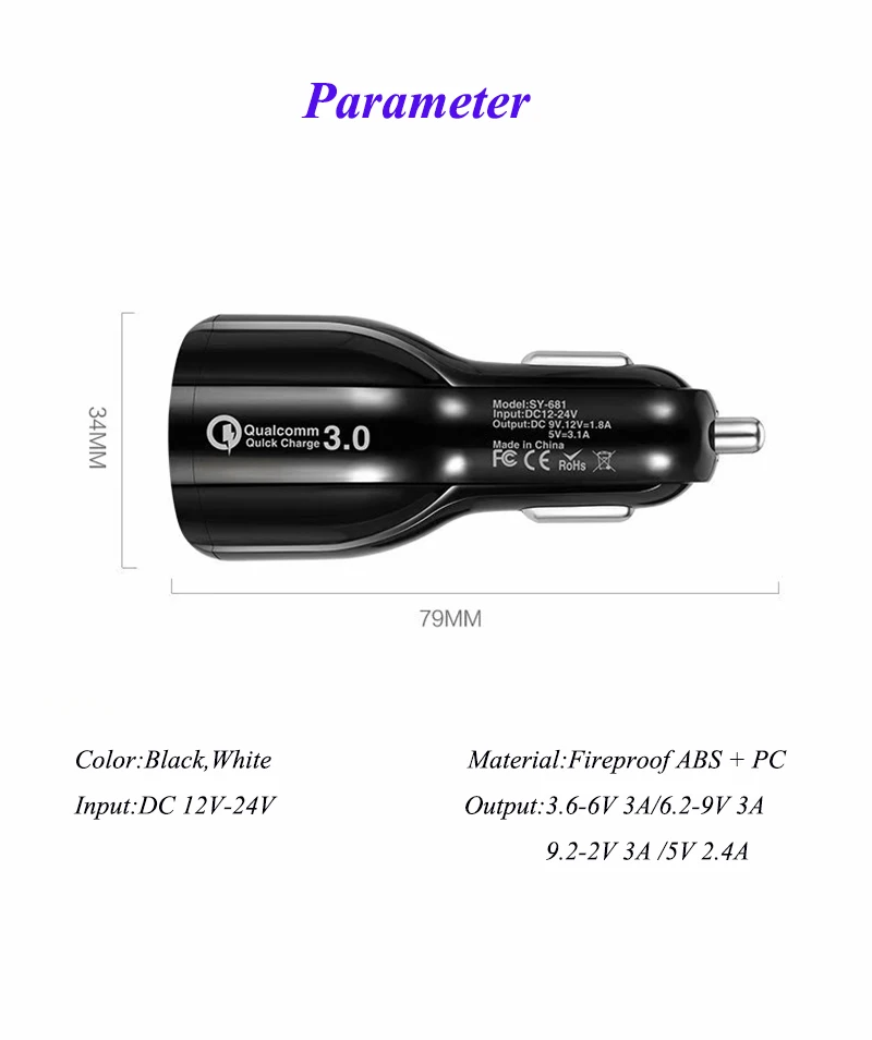 04Quick Charge 3.0 Car Charger
